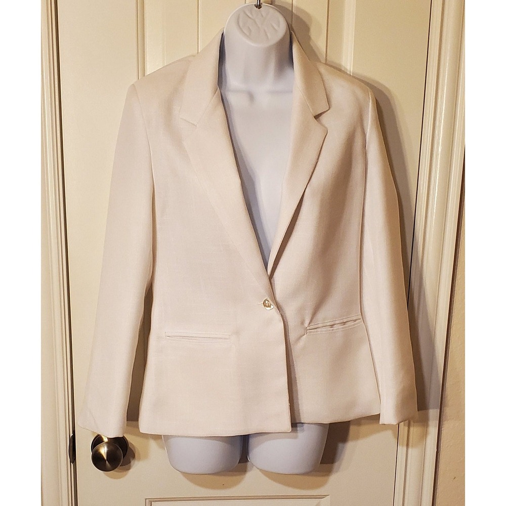 Vintage Avon Fashions Womens White Blazer Size Small Made in USA 1980s